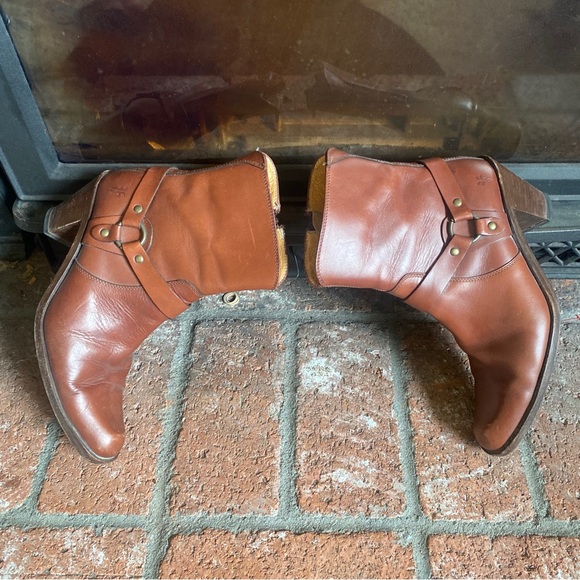 Frye Romy Ring Harness Leather Brown Boots Cowboy Cowgirl Moto SZ 8 - Picture 6 of 7